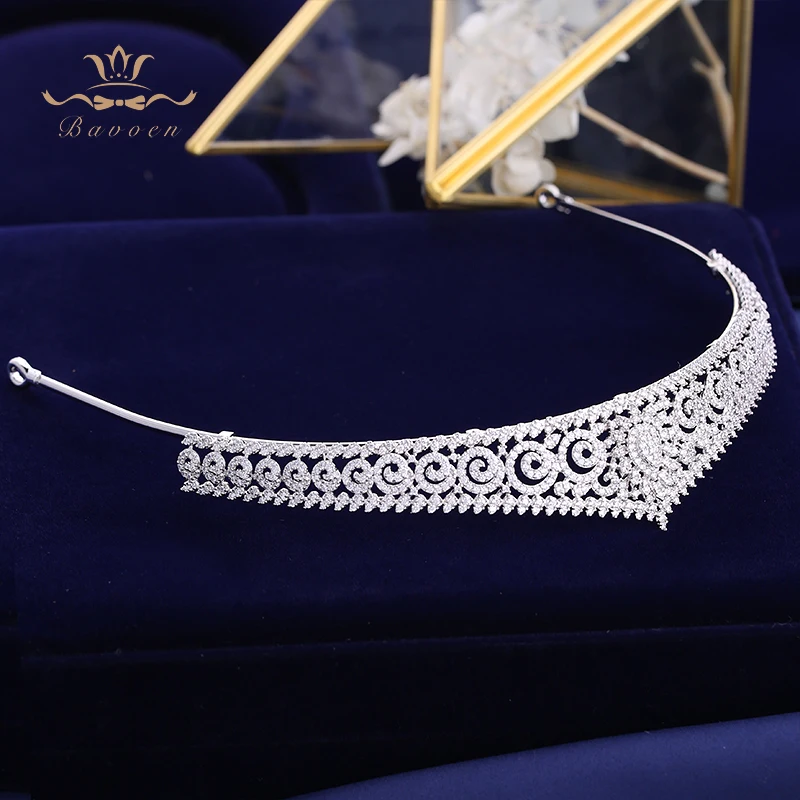Simple europeo brillante circón total nupcial Tiaras coronas Chapado en cristal boda cintas para novias joyería de dama de honor - 4