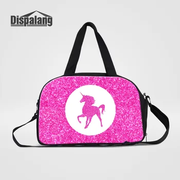 

Dispalang Pink Travel Luggage Bag Unicorn Large Capacity Travel Duffle Bag Horse Weekend Bag Multifunctional Travel Shoulder Bag