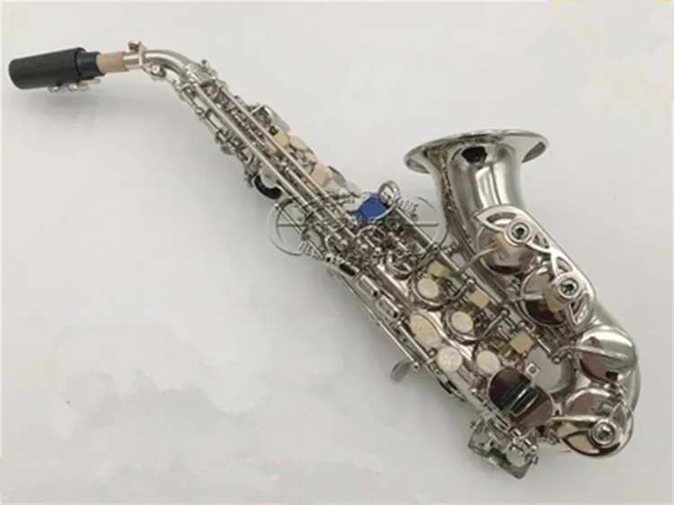

Nickel Plated Soprano Saxophone B curve Sax curve normal distribution of curved flat created a musical instrument for Saxophone