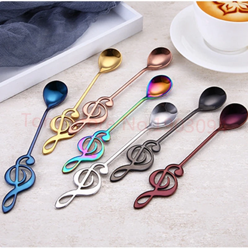 300pcs Stainless Steel Musical Note Dessert Spoon Coffee Stir Durable Scoop Exquisite Tableware Gift Milktea Tea Ice-cream | Дом и сад