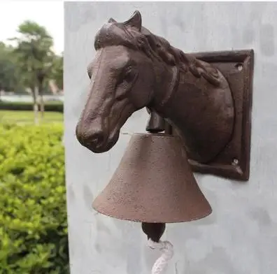 Us 85 5 5 Off Cast Iron Ornate Horse Head Door Bell Doorbell Country Brown Cottage Farm Patio Garden Barn Dinner Bell Metal Wall Decor Animal In