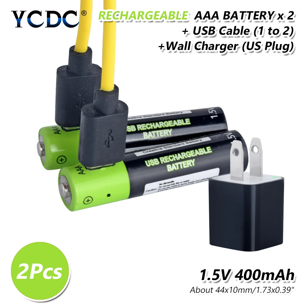 AAA USB перезаряжаемая батарея Lipo 400mAh зарядное устройство кабель игрушки удаленные аккумуляторы с контроллером литий-полимерная батарея - Цвет: 2Pcs UScharger cable