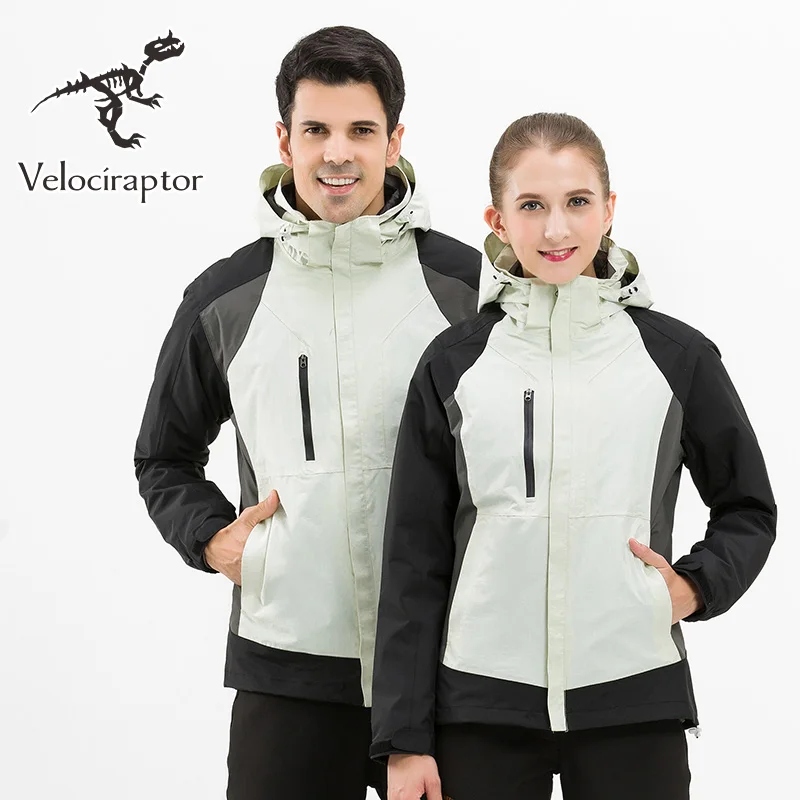 Men's Stand Collar Patchwork Down Lining Thick Waterproof Windproof Outdoor Hiking Jacket 2 Pieces Hat Liner Detachable | Мужская