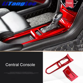 

Litanglee Centre Panel ABS Red Three Piece Set Decoration Sticker Interior Refit For Cadillac ATSL Car Styling
