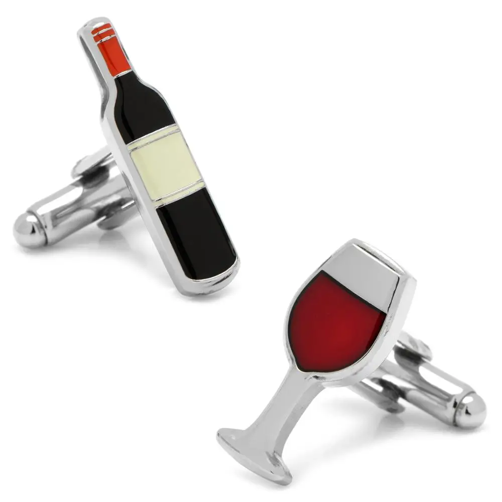 

iGame Wine Bottle & Glass Cuff Links Red Color Quality Brass Material Novelty Red Wine Design Free Shipping