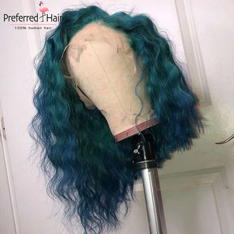 

Preferred Short Curly Dark Blue Bob Lace Wig Brazilian Pre Plucked Brown Remy Hair Lace Front Human Hair Wigs For Black Women
