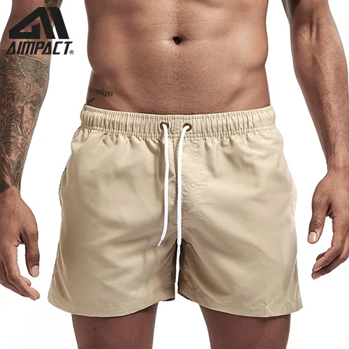 Aimpact мужские тонкие быстросохнущие пляжные шорты, летние пляжные плавки для серфинга, гибридные спортивные шорты для мужчин AM2166 - Цвет: Kakhi