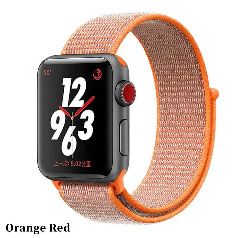 Нейлоновый ремешок для apple watch 5 4 band correa apple watch 44 мм 42 мм 40 мм 38 мм iwatch 5 4 3 2 1 цветной браслет - Цвет ремешка: Orange red