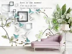 Абстрактные геометрические обои с цветочным узором Фреска для спальни шелковая ткань холст настенная Бумага 3d Искусство Настенная краска