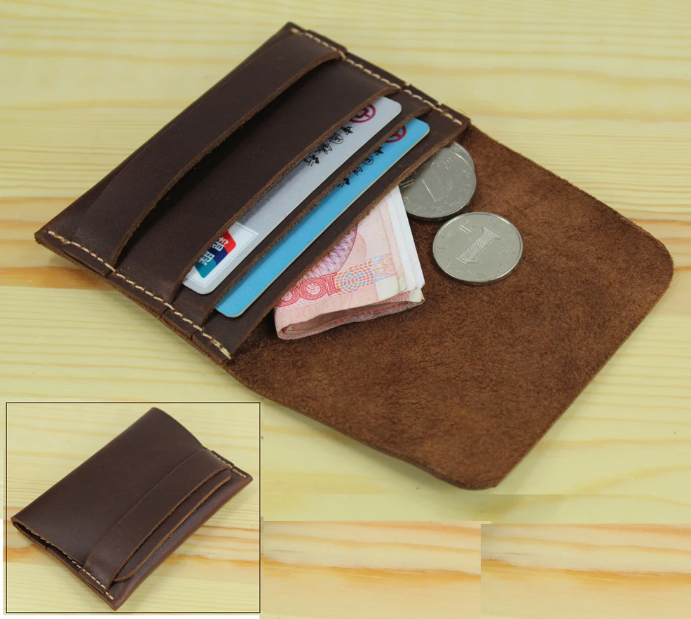 Handmade Genuine Leather wallet women purse wallet men wallet small coin purse coin holder money ...