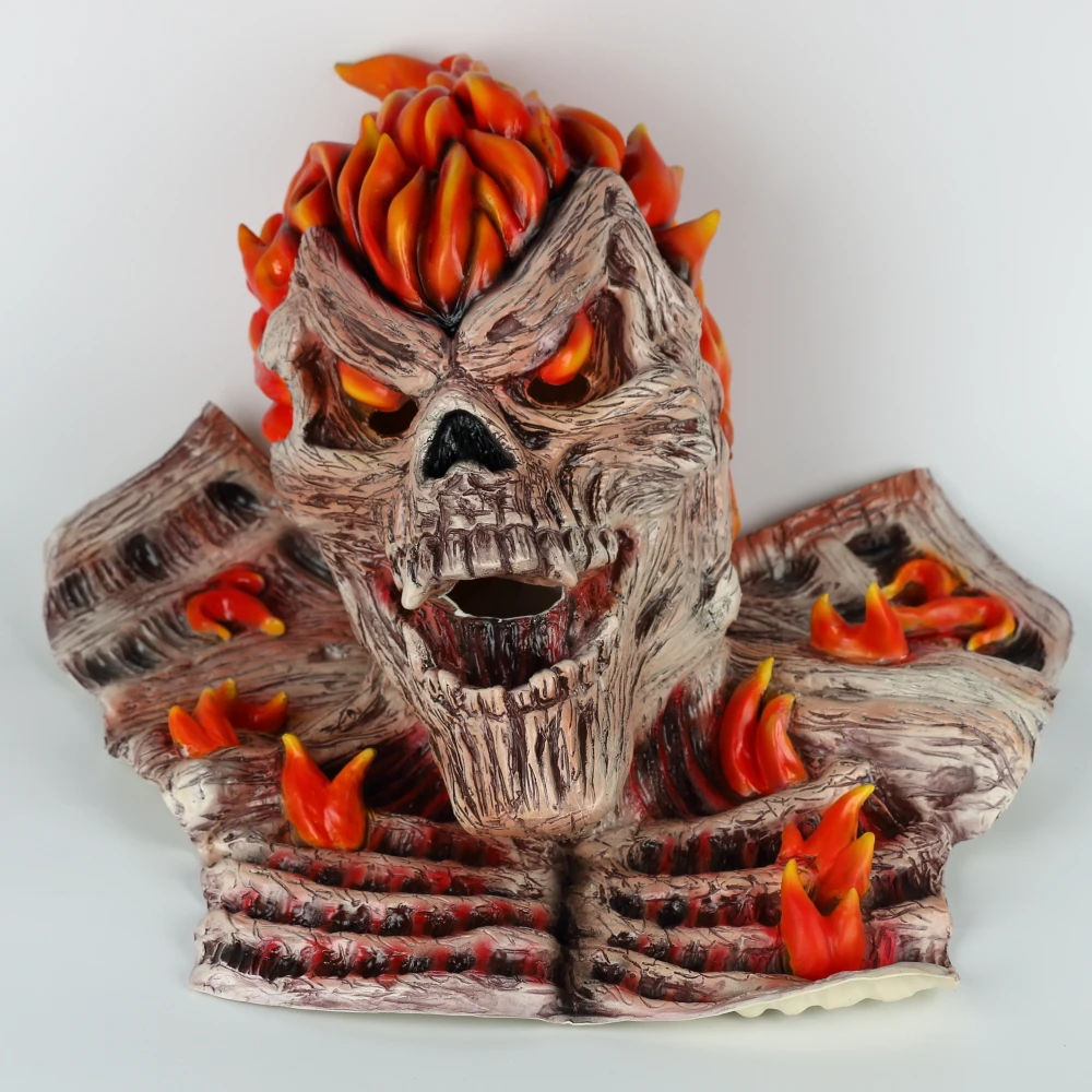 2Skull Flame Mask Halloween Cosplay Fireman Mask Full Head Halloween Masquerade Party Mask Props (11)