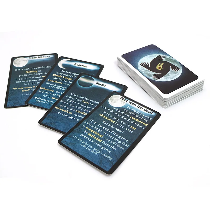2018 card game werewolf game with English rules for family fun board games