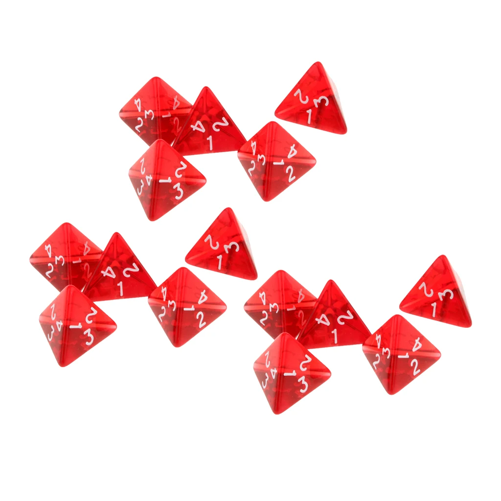 15Pc Red Dice Set D4 Four-sided Gem Dice 2cm 4-Die RPG Dice Dice Player Accs