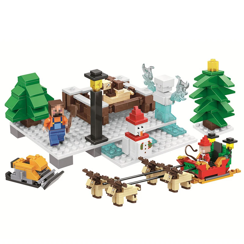 

LELE Santa Claus Snowmobile legoing Christmas Creator City Minecraft My World Mini Building Figures Blocks Bricks Toys For Kid