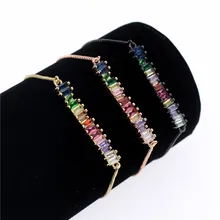 Poshfeel красочный кубический цирконий браслет «Радуга» для женщин золотые браслеты и браслеты ювелирное изделие со стразами подарок MBR190052