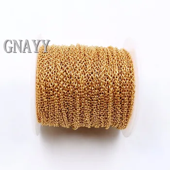 

GNAYY Lot 100meter wholesale gold stainless steel thin 1.5mm Smooth Rolo Chain Jewelry findings marking DIY