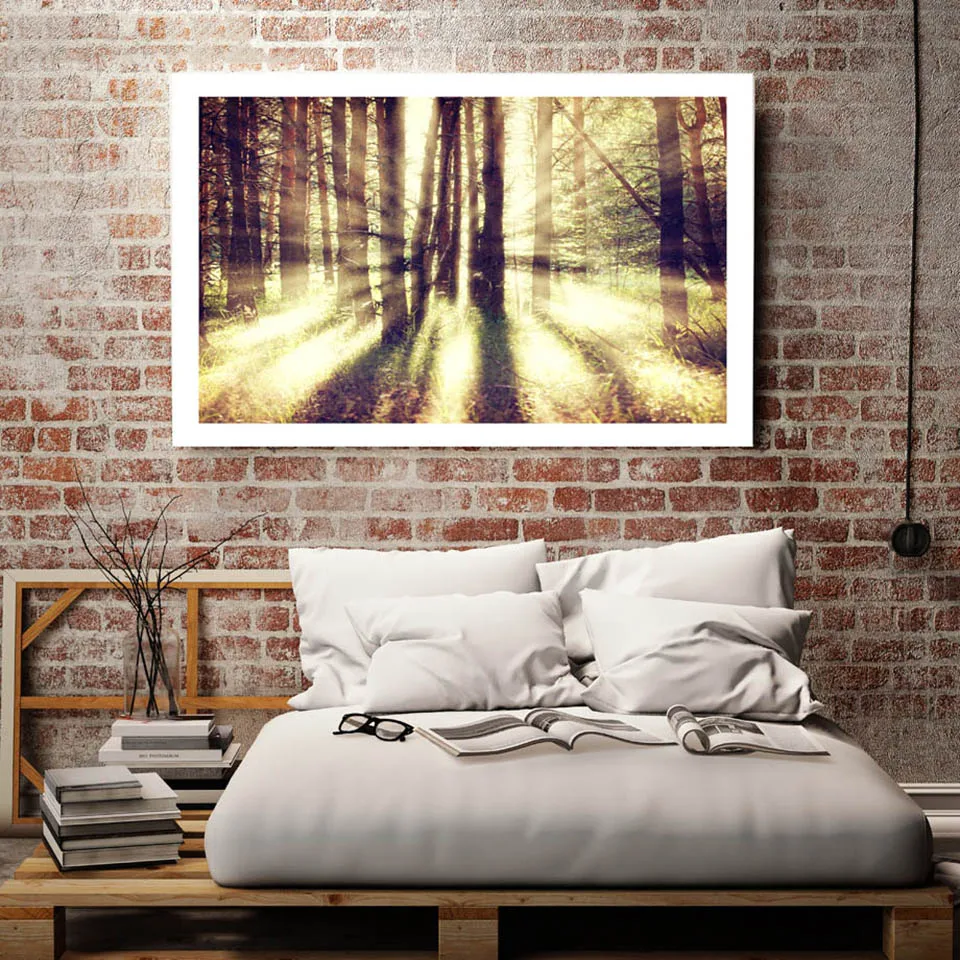 AFFLATUS-sol-playa-bosque-n-rdico-cartel-de-pintura-de-la-lona-arte-de-la-pared (2)
