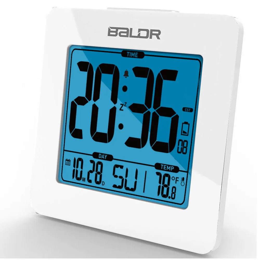 

BALDR Blue Backlight Indoor Temperature Calendar Display Time Watch Thermometer Table Desk Clocks Digital Snooze Alarm Clock