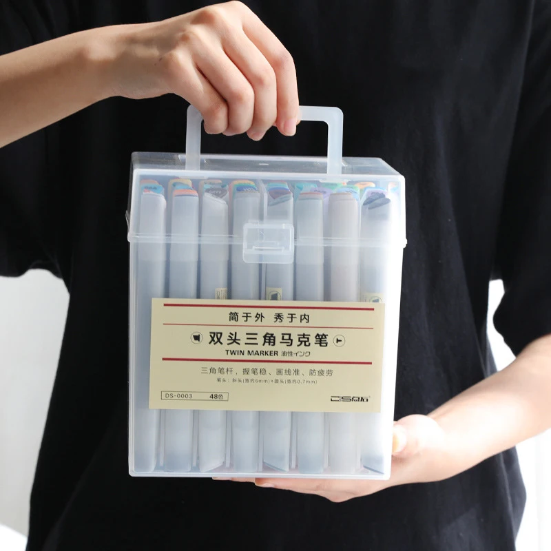 

Double-Headed Triangle Color Mark Pen Student Art Painting Brush Hand-Painted Oil Pen Watercolor Set colorful Waterproof pen