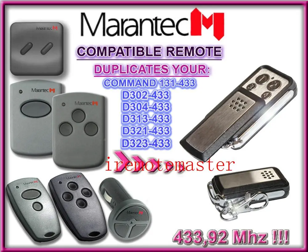 

Aftermarket MARANTEC D302-433,D304-433,D313-433,D323-433,D321-433,Command 131-433 compatible remote 433mhz