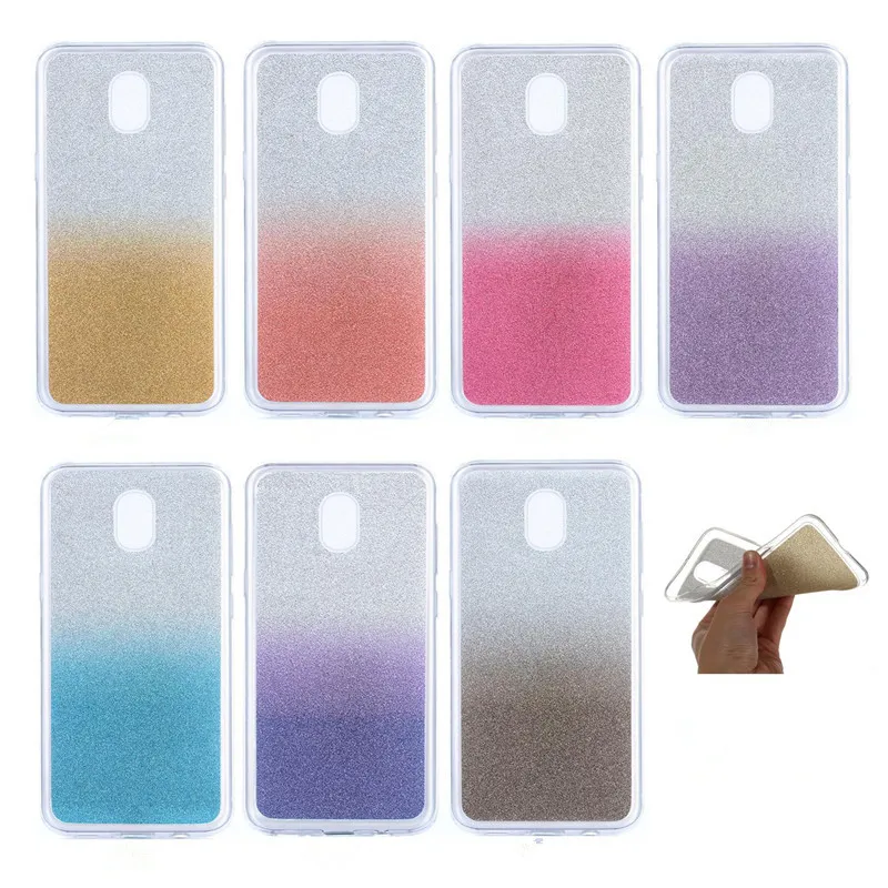 

Bling Glitter Gradient Cases For Coque Samsung Galaxy J730 J7 2017 European version Cover Soft TPU Matte shimmering powder Cases