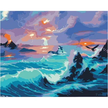 

WONZOM Blue Sea Whale-Paint by Number Kits for Adults, Acrylic Paint ,Wall Art Picture,Painting by Numbers on Canvas 16x20inch