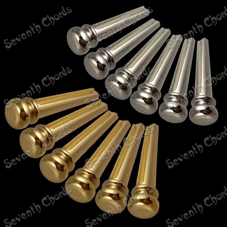 12 Pcs Brass Acoustic Guitar Bridge Pins/ Metal Guitar Bridge Pins Chrome Gold for choosein