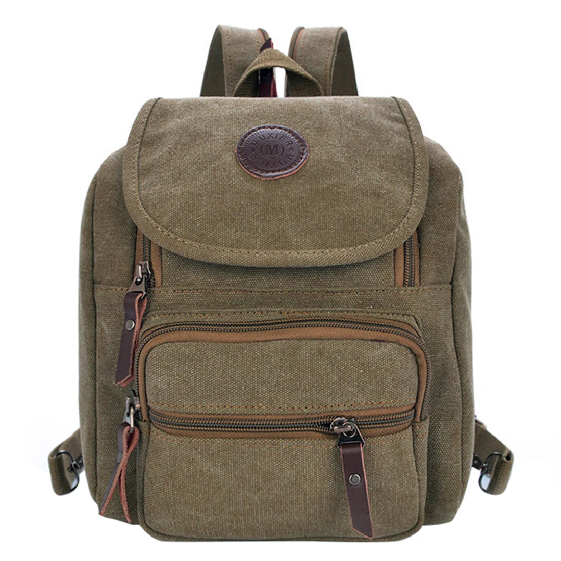

Fashion Canvas Women Backpack School Bag Small Student Bag Female Shoulder Bag, Khaki