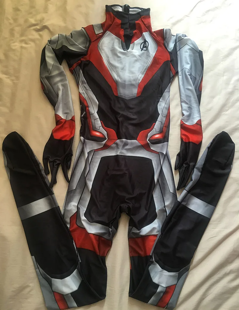 Lycra Avengers Endgame Quantum Realm Suit Costume Cosplay Superhero Captain America Captain Marvel Zentai Bodaysuit