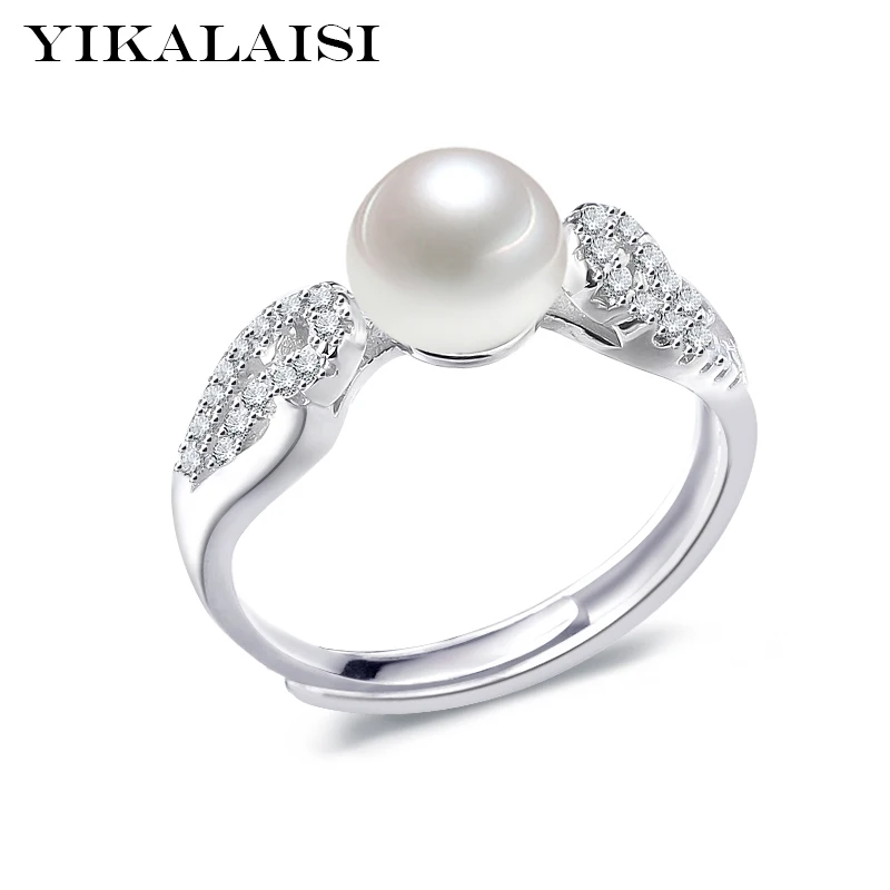 

YIKALAISI 925 Sterling Silver Jewelry For Office Women Natural Freshwater Pearl Jewelry 7-8mm Pearl Rings 2018 New Fashion