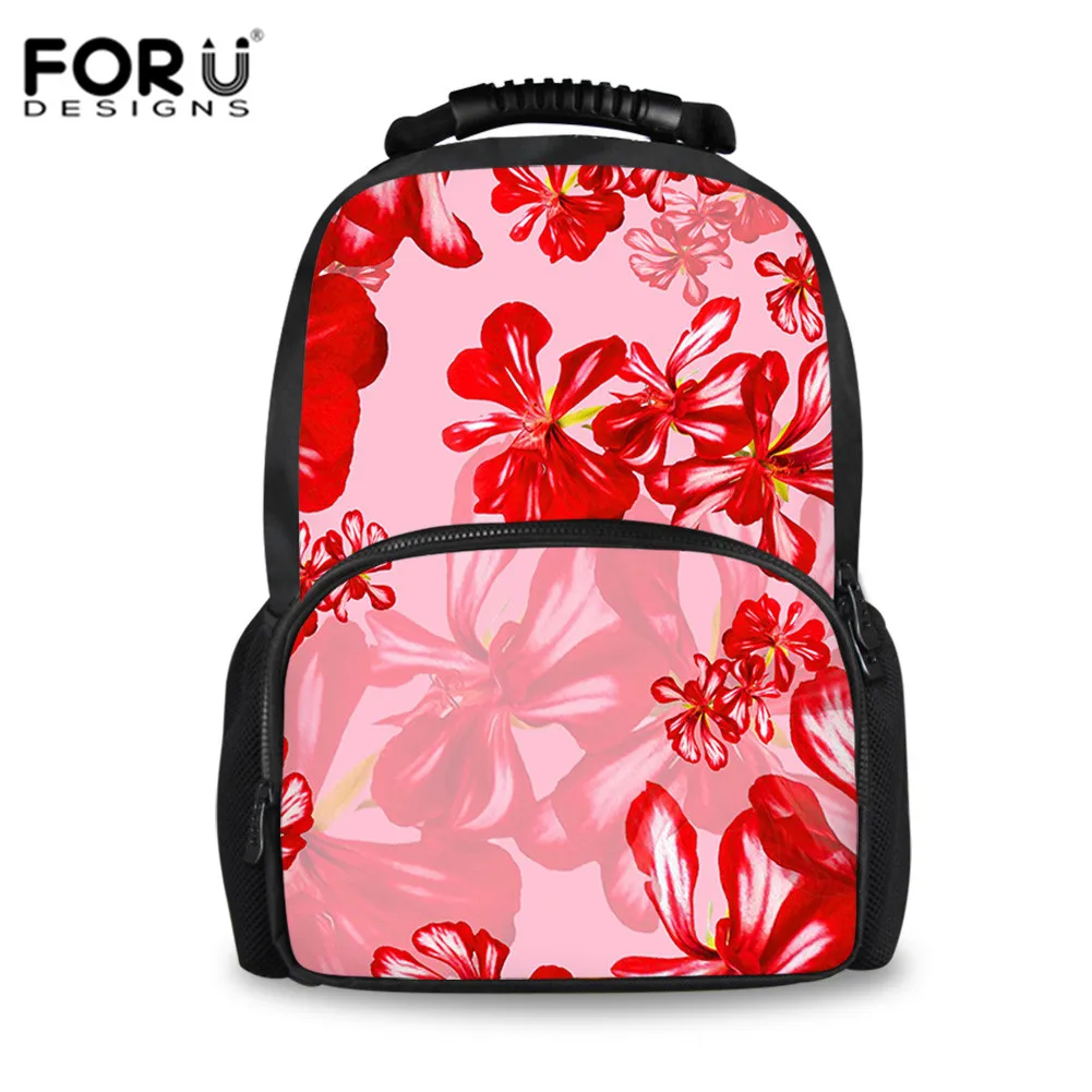 

FORUDESIGNS Large School Bags For Teenage Girls Retro Red Floral Print Satchel Backpack Children Fashion Flower Bookbag Mochila