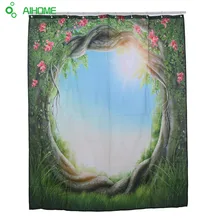 Jungle Tür Blume Duschvorhang 180×180 cm/150*180 cm Wasserdicht Polyester Duschvorhang Badezimmer Dekor grün Bäume