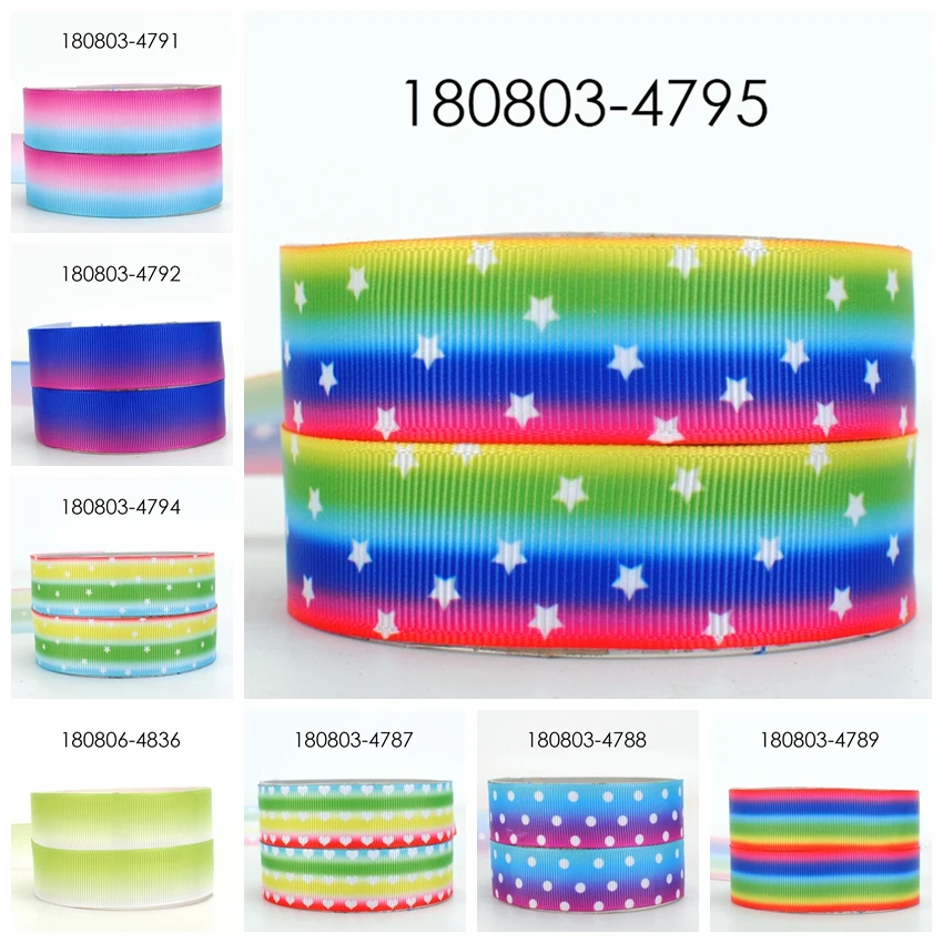 10yards different sizes dots Gradual change color ribbon printed