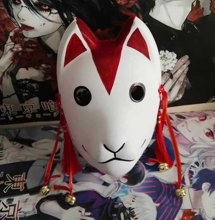 Полностью лицо ручная роспись японская маска лисы маска Наруто Костюм кицунэ карнавальный на Хэллоуин вечерние высококачественные маски белый ПВХ