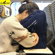 Надувная подушка для путешествий Travelsky, складная, для самолетов, поездов, спящих, стекаются, ПВХ, мягкая, для головы, шеи, отдыха, поддержка, подушки для путешествий