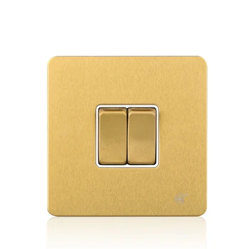 

Cognag Stainless Steel 10AX 2 Gang 1 Way British Standard Wall Switch Light Switch Plate high quality
