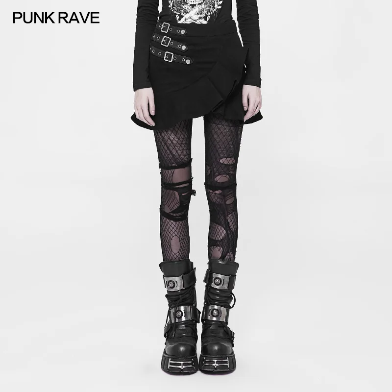 

PUNK RAVE Gothic Fashion Women Mini Sexy Skirt Steampunk Fish Tail Casual Skirt Casual Cotton Club Party Sexy Skirts
