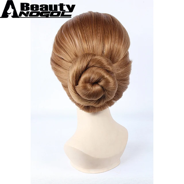 ANOGOL BEAUTY Hair Cap+ High Temperature Fiber Double Braids Long Natural Brown Mix Blonde Anna Updo Synthetic Cosplay Wig