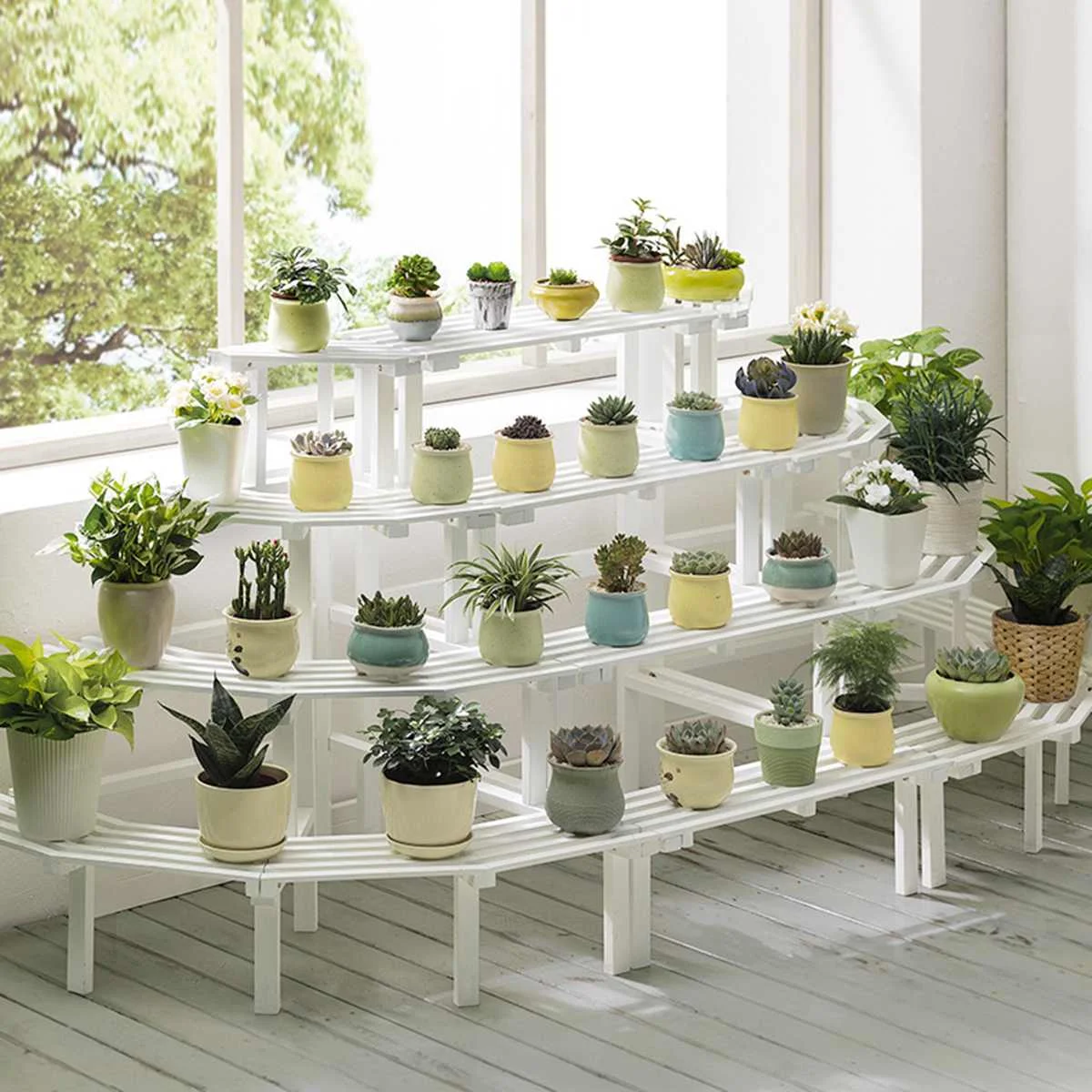 

8 types Natural Wood Plants Stand Flower Pot Display Rack Multi Layer garden Terrace Patio Planter Storage Organizer