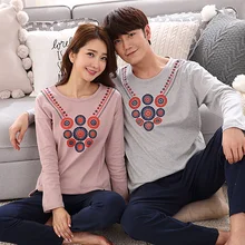 Новое поступление весна женский пижамный комплект из хлопка, комплект, модная, свободная, с длинными рукавами, шарф с принтом теплые пижамы любовников