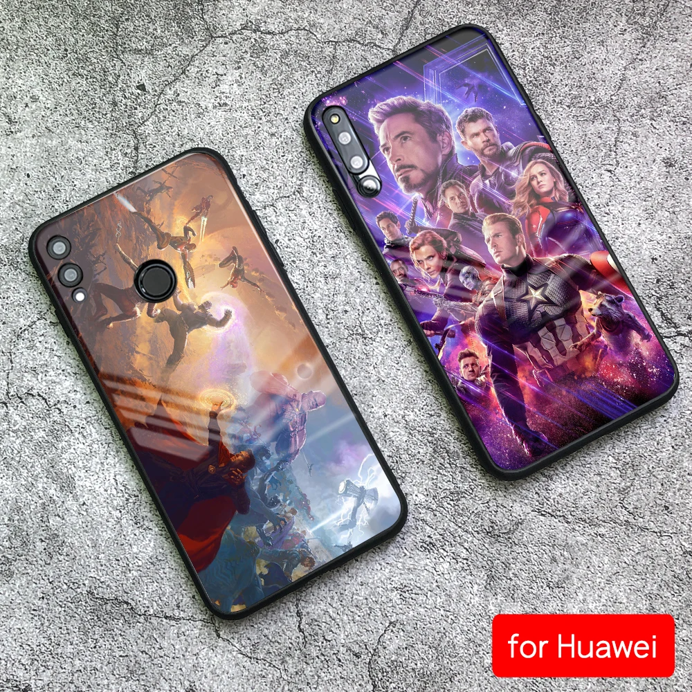 

For Huawei Honor 8x Case Avengers END GAME Glass Cover back Case for Huawei Honor 9 10 v9 v10 9i lite v20 play note 10 magic 2