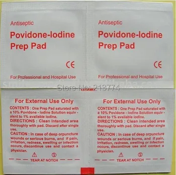 

DHL/EMS Free shipping 100pack/lot Antiseptic Povidone-lodine Prep Pad Medical skin care disinfection swab First aid prep pad