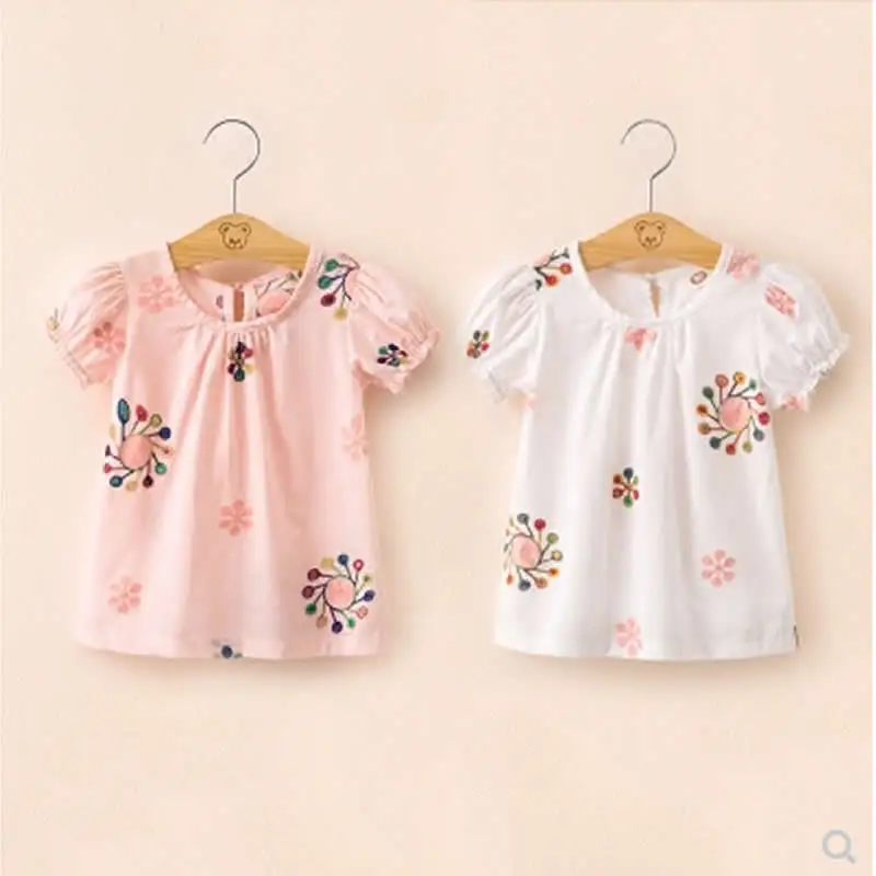 Детская одежда г. Новая летняя детская рубашка рубашки для девочек с короткими рукавами и цветочным рисунком Детский кардиган, рубашка