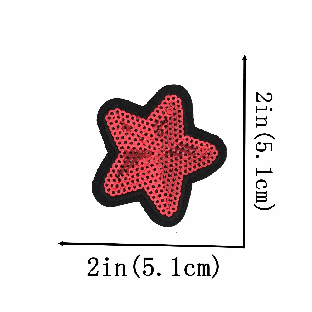 

20 Pcs/lot Small Red Star Sequined Patch Design DIY Badge Repair Iron on Accessory Decoration Applique Stars Sequined Patches