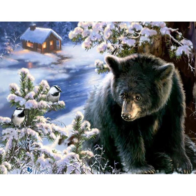 Forest Black Bear Diamond Painting Embroidery Portrait House Wall Decoration