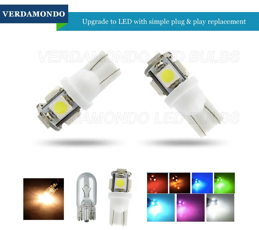 10X T10 W5W 194 168 светодиодный автомобильный светильник 5050 SMD Светодиодная парковочная лампа авто клинообразный габаритный фонарь красный белый синий ледяной синий желтый розовый зеленый