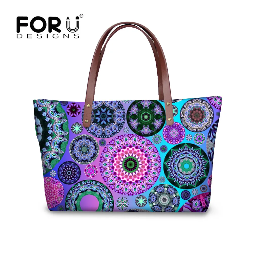

FORUDESIGNS Kaleidoscope Cheshire Printing Shoulder Bag Women Handbags Leather Purse Large Ladies Hand Bags pochette sac femme
