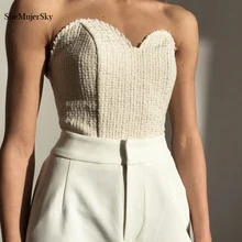 SheMujerSky сексуальные топы без бретелек женские летние безрукавки ropa verano mujer