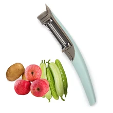 3 в 1 Овощечистка для фруктов и овощей(прямые, зубчатые и соломенные лезвия) лезвие из нержавеющей стали с эргономичной длинной ручкой