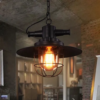 Loft Indoor Lighting American Style Retro Industrial Metal Shade Light Bar Single Head Black Pendant Light